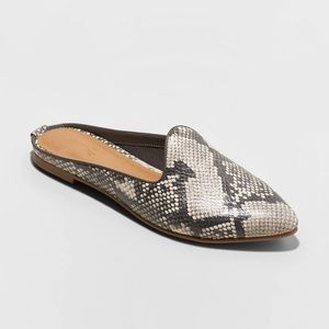 Faux Leather Snake Skin Mules